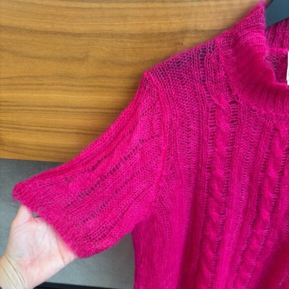 Anthropologie fuchsia mock neck with short sleeves sweater, Size XL - Picture 6 of 11
